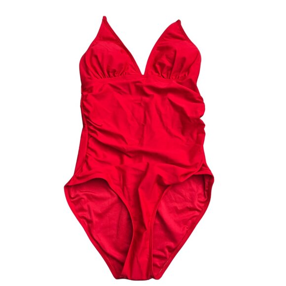 Red Purple Push Up Tummy Control Halter 1 Piece Bathing Suit - Medium - Picture 1 of 3